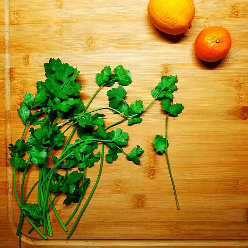 Fresh Cilantro as pictured adds a lot of flavor to foods. 
