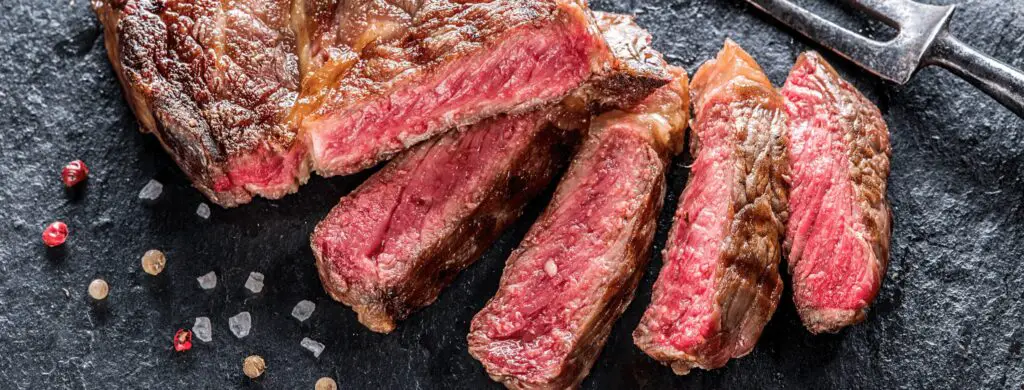 slices of wagyu steak medium rare